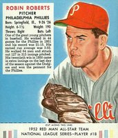 1952 Red Man Tobacco #18 Robin Roberts Baseball Card