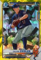 2021 Bowman Draft Chrome Sapphire Edition #BDC123 Calvin Ziegler Yellow Baseball Card
