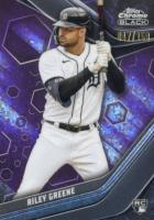 2023 Topps Chrome Black #27 Riley Greene Purple Mini Diamond Baseball Card