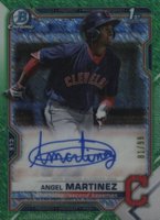 2021 Bowman Chrome Prospect Autographs #CPAAMA Angel Martinez Green Shimmer Refractor Baseball Card