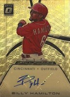2016 Panini Donruss Optic Optics Autographs #OABH Billy Hamilton Gold Vinyl 1/1 Baseball Card