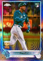 2022 Topps Chrome Sonic #35 Wander Franco Purple/Yellow Sonic Refractor Baseball Card