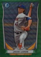 2014 Bowman Prospects  #BCP73 Jacob DeGrom Chrome-Green Wave Refractor Baseball Card