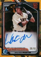 2024 Bowman Sapphire Edition Chrome Prospects Sapphire Autographs #WM Walker Martin Gold Baseball Card