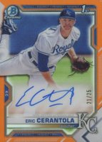 2021 Bowman Draft Chrome Draft Pick Autographs #CDAEC Eric Cerantola Orange Refractor Baseball Card