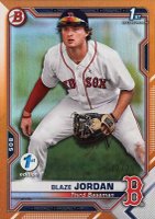 2021 Bowman 1st Edition #BFE71 Blaze Jordan Orange Foil Baseball Card