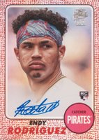 2024 Topps Archives Fan Favorites Autographs #68FFER Endy Rodriguez Red Foilboard Baseball Card