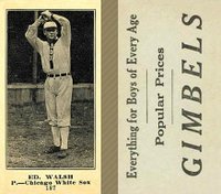 1916 Gimbels #187 Ed. Walsh Baseball Card