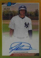 2020 Bowman Heritage Chrome Autographs #JDO Jasson Dominguez Gold Refractor Baseball Card