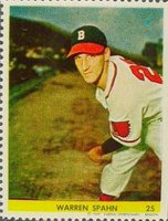 1949 Eureka Stamps #25 Warren Spahn Baseball Card