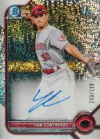 2022 Bowman Chrome Prospect Autographs #CPAYC Yan Contreras Speckle Refractor Baseball Card