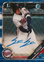 2019 Bowman Draft Chrome Draft Picks Autograph #CDASST Spencer Steer Blue Wave Refractor Baseball Card