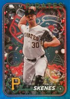 2024 Topps Holiday #H165 Paul Skenes Blue Metallic Glitter Baseball Card