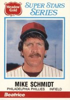 1986 Meadow Gold Statistic Back Perforated #16 Mike Schmidt Baseball Card