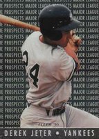 1995 Fleer Major League Prospects #7 Derek Jeter Licensor Logos on Back Baseball Card