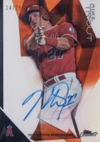 2015 Finest Autographs #FA-MTT Mike Trout Orange Refractor Baseball Card