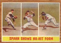 1962 Topps #312 Spahn Shows No-hit Form Baseball Card