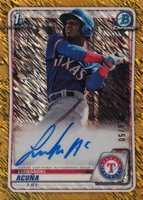 2020 Bowman Chrome Prospect Autographs #CPALA Luisangel Acuna Gold Shimmer Baseball Card