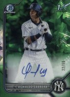 2022 Bowman Sapphire Edition Chrome Prospect Autographs #OC Oswaldo Cabrera Green Baseball Card