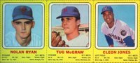 1970 Transogram Mets # Cleon Jones/Nolan Ryan/Tug McGraw Hand Cut-Panel Baseball Card