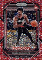 2022 Panini Prizm Monopoly #74 Shaedon Sharpe Red Money Shimmer Basketball Card