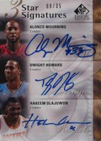2009 SP Signature 3 Star Signatures #3SOMH  Hakeem Olajuwon/Alonzo Mourning/Dwight Howard Basketball Card