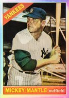 1996 Topps Mantle Finest #16 1966 Topps Reprint Refractor Baseball Card