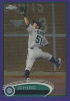 2012 Topps Chrome #100 Ichiro Catching-Purple Refractor Baseball Card