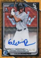 2024 Bowman Draft Chrome Prospect Autographs #CPACBO Caleb Bonemer Gold Wave Baseball Card