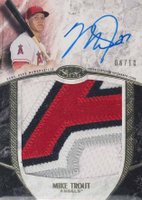 2016 Topps Tier One Prodigious Patches Autograph #MT Mike Trout Baseball Card
