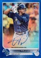 2022 Topps Chrome Rookie Autographs #RAWF Wander Franco Blue Refractor Baseball Card