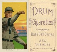 1909 White Borders Drum 350 #373 Orval Overall Hand Face Level Baseball Card