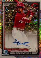 2024 Bowman Chrome Prospect Autographs #CPAAS Adolfo Sanchez Mini Diamond Refractor Baseball Card