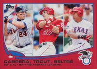 2013 Topps #294 Adrian Beltre/Miguel Cabrera/Mike Trout Target Red Border Baseball Card