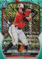 2023 Bowman Chrome Prospects #BCP20 Jackson Holliday Aqua Shimmer Refractor Baseball Card