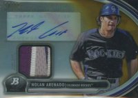 2013 Bowman Platinum Autograph Relics #AR-NA Nolan Arenado Gold Refractor Baseball Card
