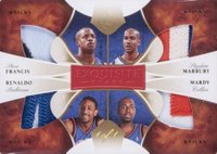 2006 Upper Deck Exquisite Collection Foursomes Patches #FMBC Steve Francis/Stephon Marbury/Mardy Collins/Renaldo Balkman Gold 1/1 Basketball Card