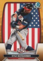2023 Bowman Chrome World Baseball Classic Flag #WBC89 Kyle Schwarber Gold Baseball Card
