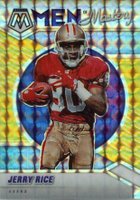 2021 Panini Mosaic Men of Mastery #MM12 Jerry Rice Gold Mosaic Football Card