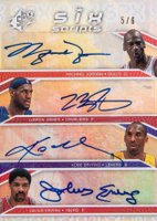 2008 SPx Six Scripts # Julius Erving/Kevin Garnett/Kobe Bryant/LeBron James/Michael Jordan/Walt Frazier Basketball Card