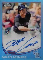 2013 Topps Chrome Rookie Autograph #78 Nolan Arenado Blue Refractor Baseball Card