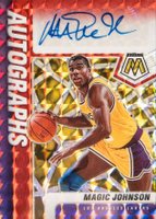2020 Panini Mosaic Autographs Mosaic #MJO Magic Johnson Fusion Red & Yellow Basketball Card
