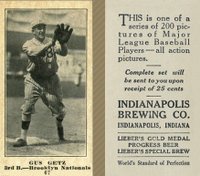 1916 Indianapolis Brewing #67 Gus Getz Baseball Card