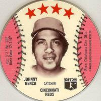 1977 Saga Discs # Johnny Bench Baseball Card