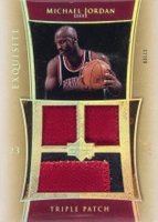 2004 UD Exquisite Collection Triple Patch #E3PMJ2 Michael Jordan Gold Basketball Card