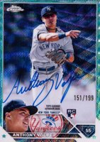 2023 Topps Chrome Rookie Autograph #RAAV Anthony Volpe Aqua Wave Baseball Card