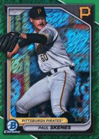 2024 Bowman Chrome Prospects #BCP125 Paul Skenes Green Shimmer Refractor Baseball Card