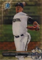 2017 Bowman Draft #BDC29 Freddy Peralta Chrome-Superfractor 1/1 Baseball Card