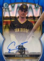 2023 Bowman Chrome Prospect Autographs #CPAESS Ethan Salas Blue Raywave Baseball Card