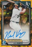 2024 Bowman Draft Sapphire Edition Chrome Sapphire Prospect Autographs #CPANK Nick Kurtz Gold Baseball Card